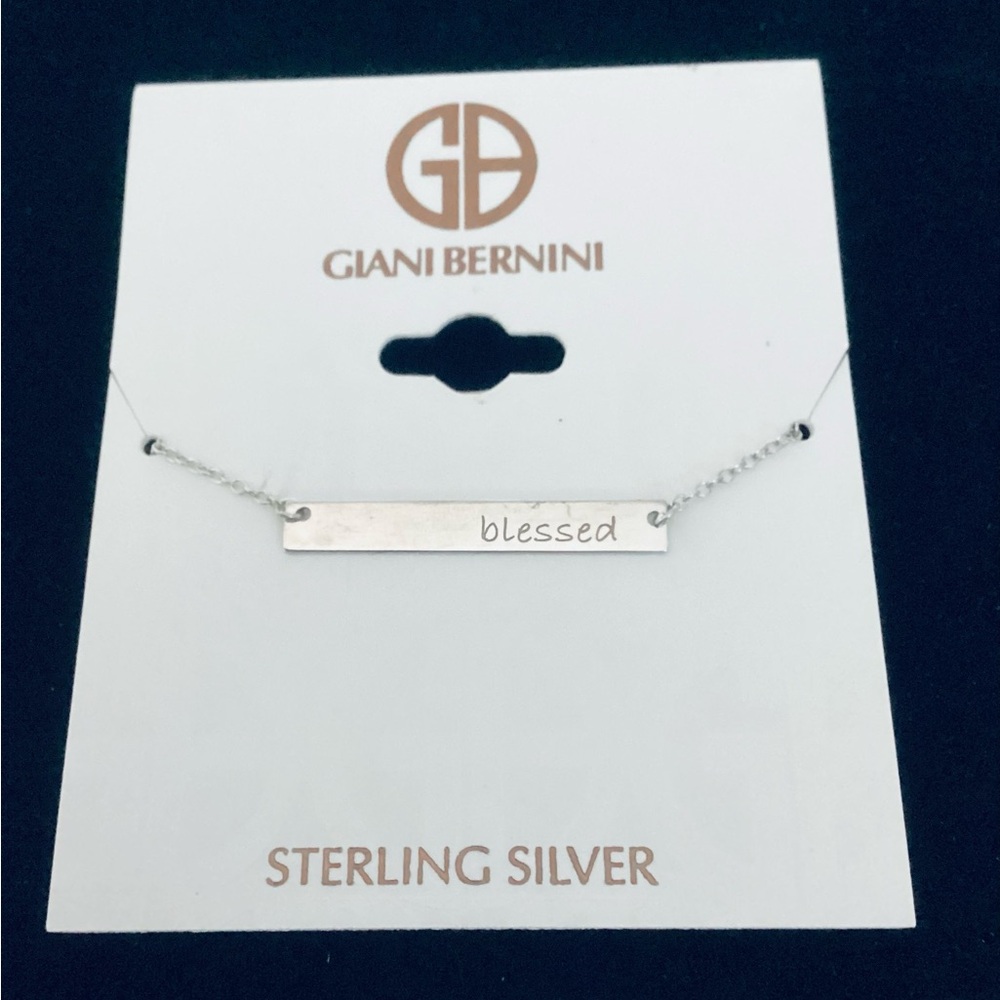 Giani Bernini Sterling Silver 'Blessed' Bar Pendant Necklace